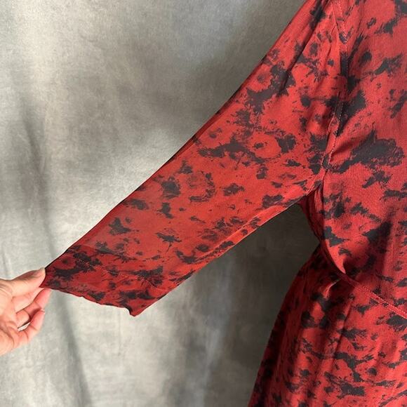 Ganni Dress Womens 42 US Large Red Wrap Midi Georgette Party Career Whimsigoth - Picture 5 of 15